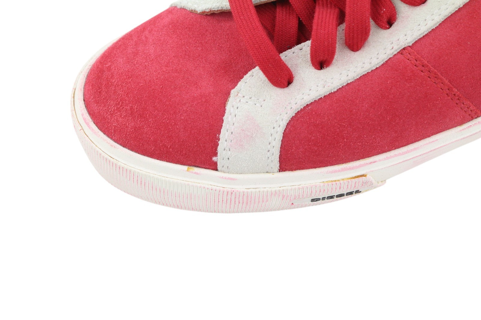 DIESEL S-Mydori LC Men Sneakers EU41 Red Suede Leather Almond Toe Laced RRP€200