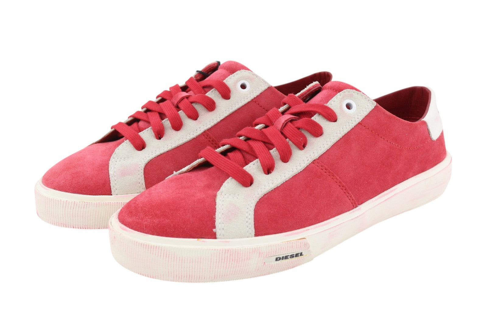 DIESEL S-Mydori LC Men Sneakers EU41 Red Suede Leather Almond Toe Laced RRP€200