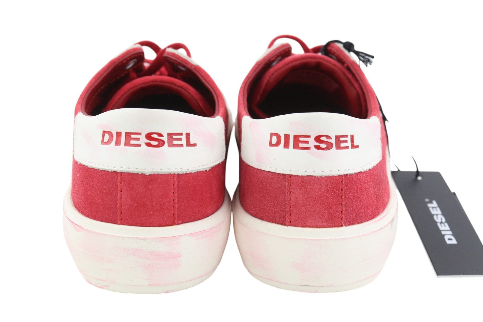 DIESEL S-Mydori LC Men Sneakers EU41 Red Suede Leather Almond Toe Laced RRP€200