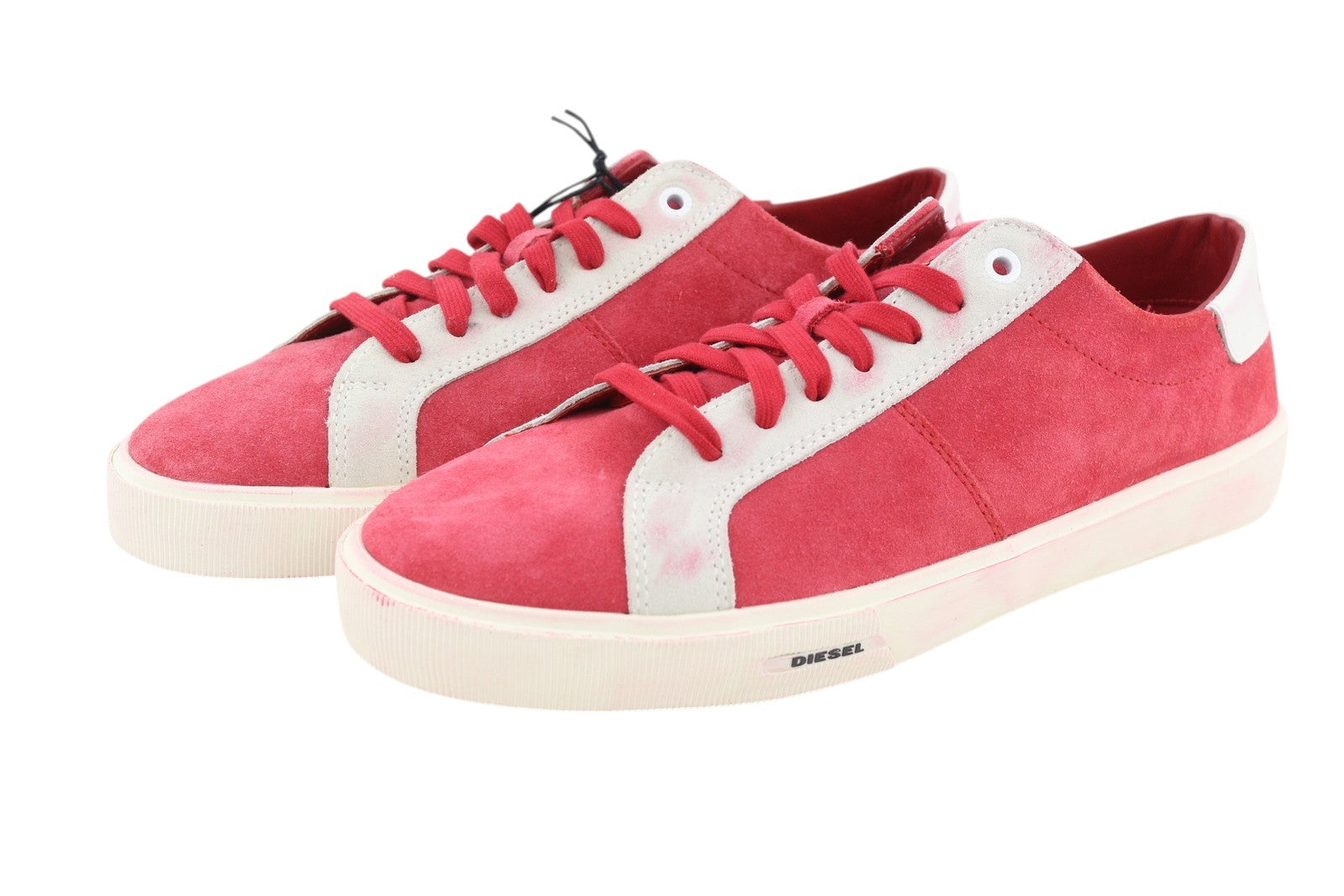 DIESEL S-Mydori LC Men Sneakers EU43 Red Suede Leather Almond Toe Low RRP€200