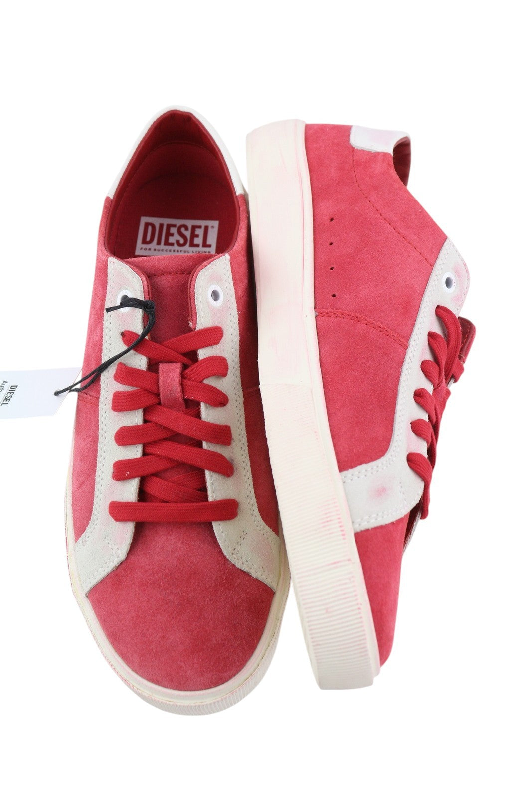 DIESEL S-Mydori LC Men Sneakers EU43 Red Suede Leather Almond Toe Low RRP€200