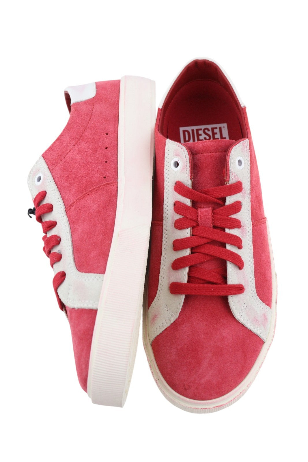 DIESEL S-Mydori LC Men Sneakers EU43 Red Suede Leather Almond Toe Low RRP€200