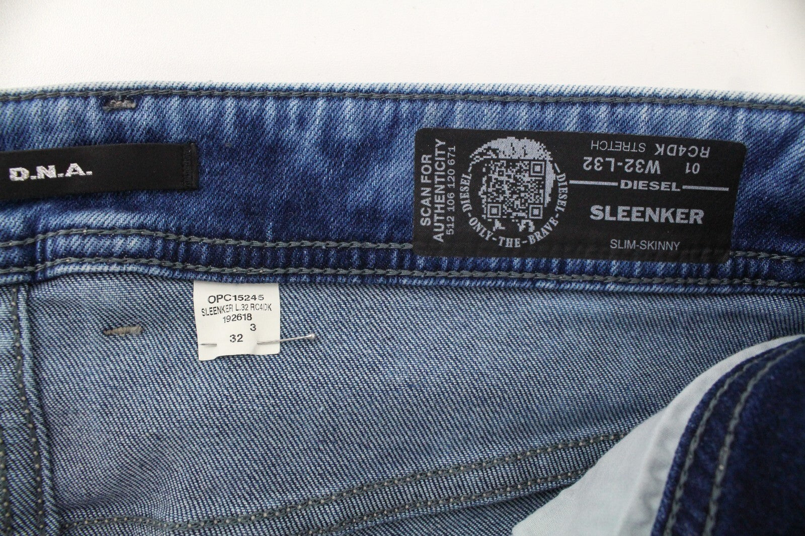 DIESEL Sleenker RC4DK Men's Jeans W32/L32 Slim Skinny Cotton Stretch Blue Wash