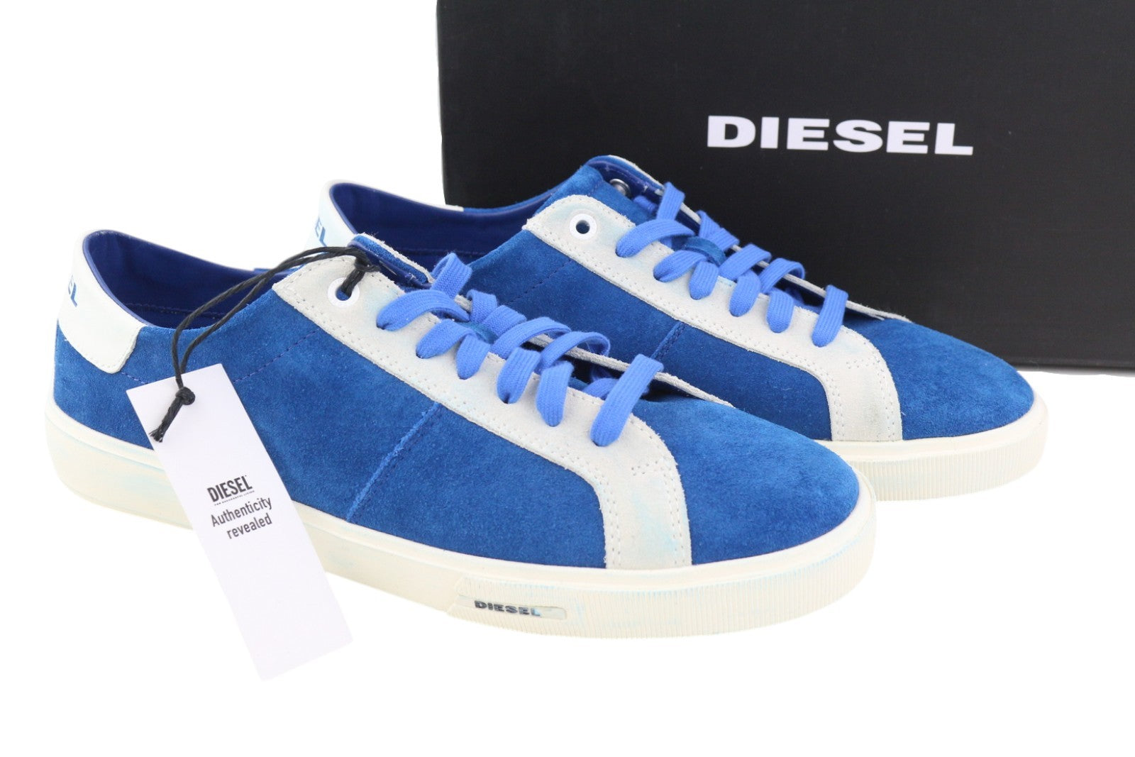 DIESEL S-Mydori LC Men Sneakers EU41 Blue Suede Leather RRP€200 Low Top Laced