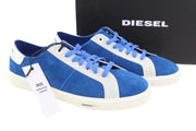 DIESEL S-Mydori LC Men Sneakers EU42 Blue Suede Leather RRP€200 Low Top Laced
