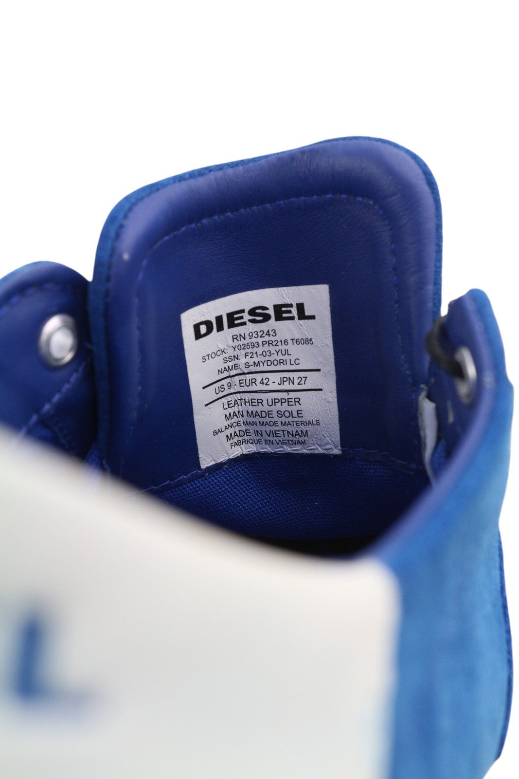 DIESEL S-Mydori LC Men Sneakers EU42 Blue Suede Leather RRP€200 Low Top Laced