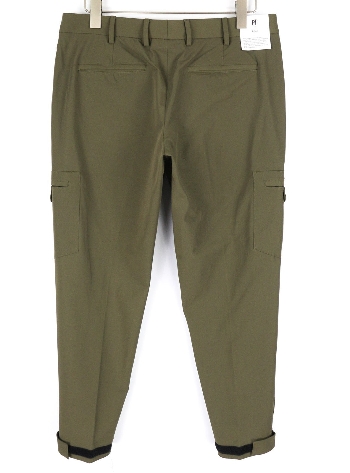 PT TORINO Gamma Mens Trousers 50 Khaki Stretchy Zip Fly Pockets Slim Cargo