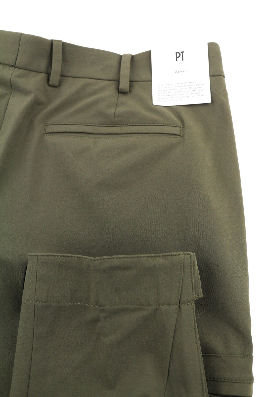 PT TORINO Gamma Mens Trousers 50 Khaki Stretchy Zip Fly Pockets Slim Cargo