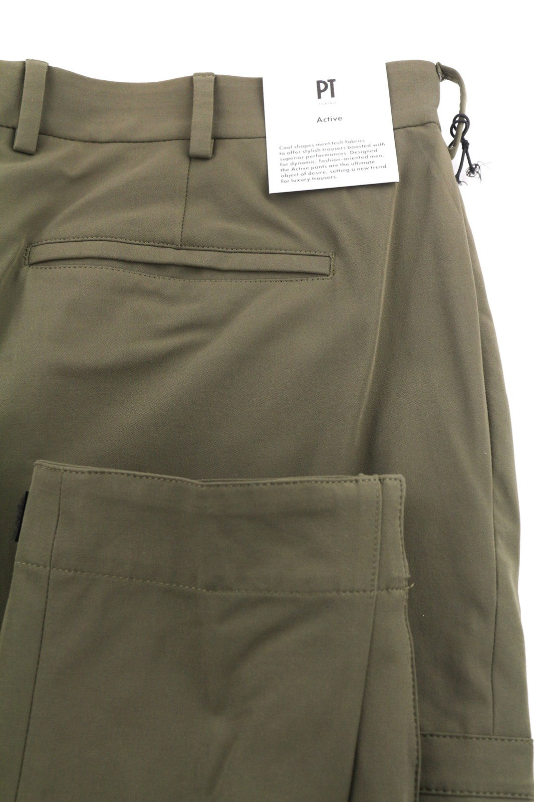 PT TORINO Gamma Mens Trousers 52 Khaki Stretchy Zipper Pockets Slim Cargo