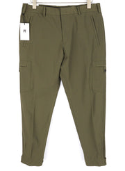 PT TORINO Gamma Mens Trousers 50 Khaki Stretchy Zipper Pockets Slim Cargo