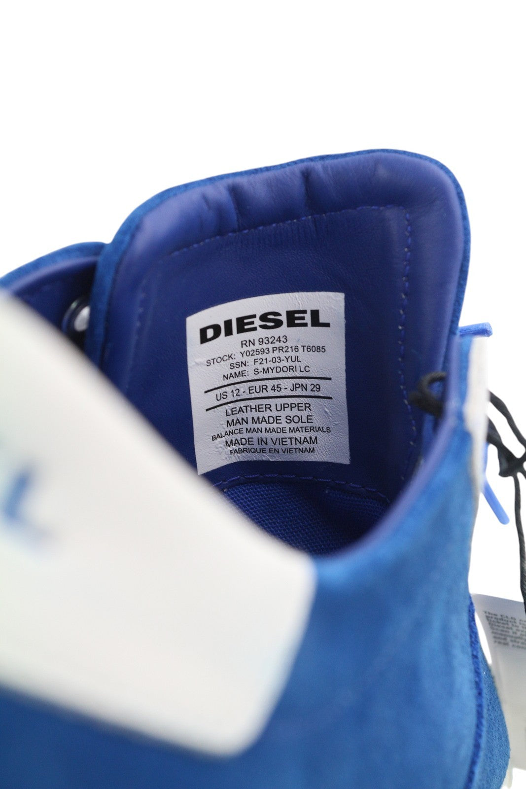 DIESEL S-Mydori LC Men Sneakers EU45 Blue Suede Leather Almond Toe Low RRP€200