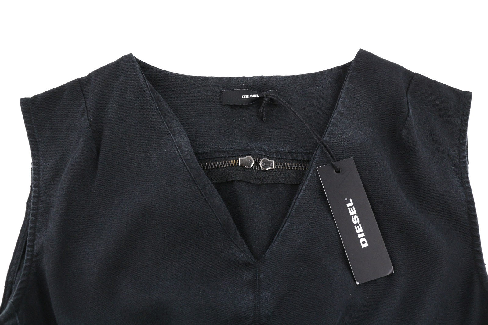 DIESEL D-Chad Women Dress XS Black Drawstring Waist Pockets Sleeveless RRP€180