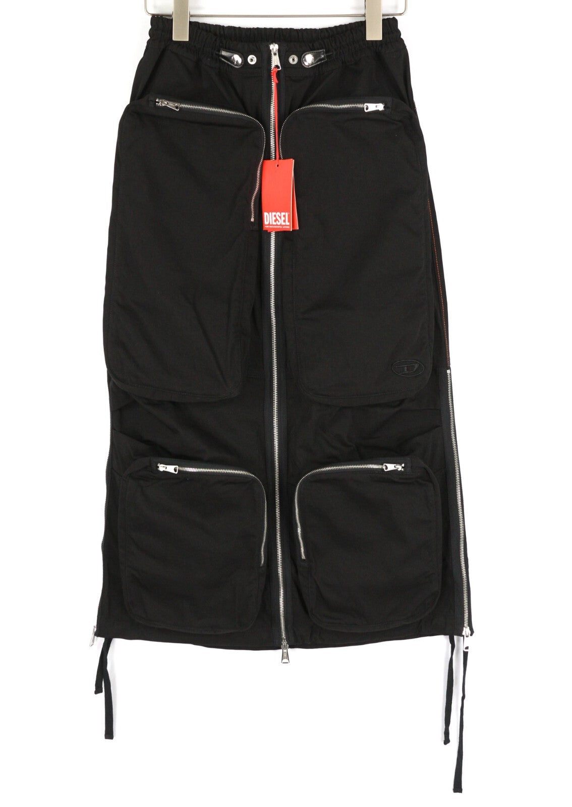 DIESEL O-Mirta-NL Womens Skirt W25 Black Elastic Waist Patch Pockets Zip RRP€275