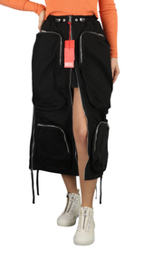 DIESEL O-Mirta-NL Womens Skirt W26 Black Elastic Waist Patch Pockets Zip RRP275