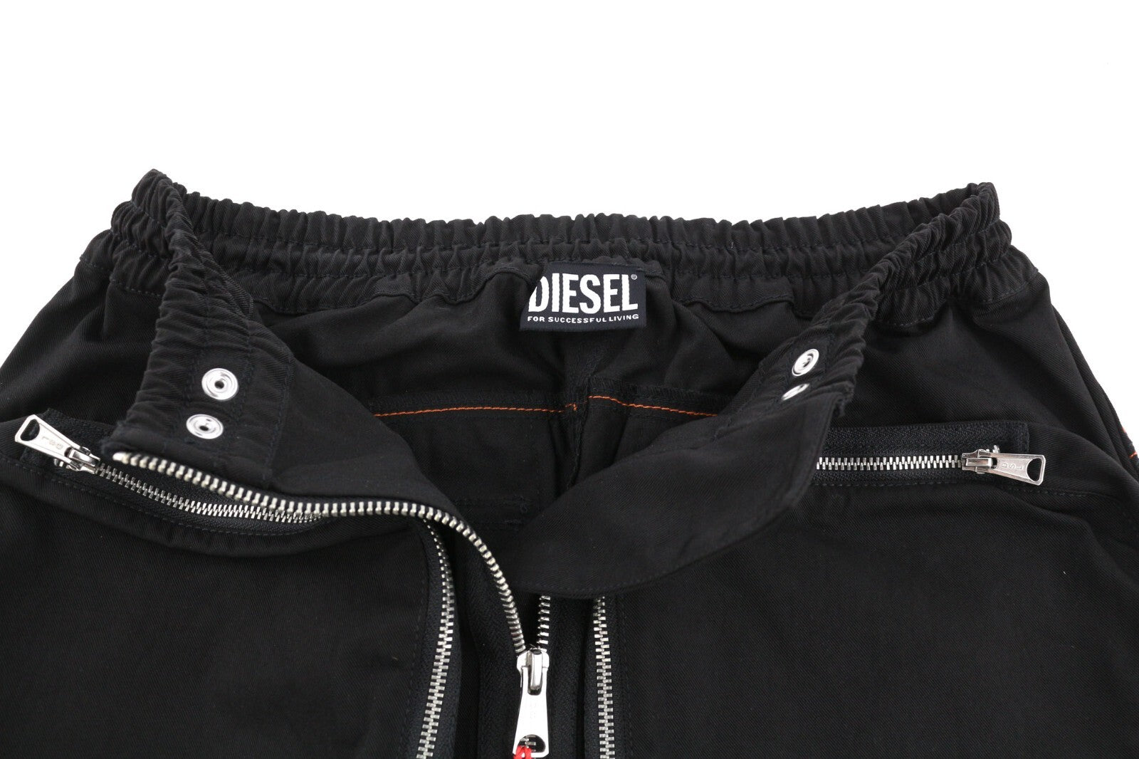 DIESEL O-Mirta-NL Womens Skirt W26 Black Elastic Waist Patch Pockets Zip RRP275