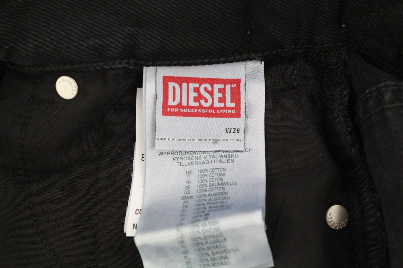 DIESEL De-Ronny-Sp Womens Skirt W26 Black Denim Belted Washed Back Split