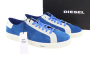DIESEL S-Mydori LC Men Sneakers EU46 Blue Suede Leather Almond Toe Low RRP€200