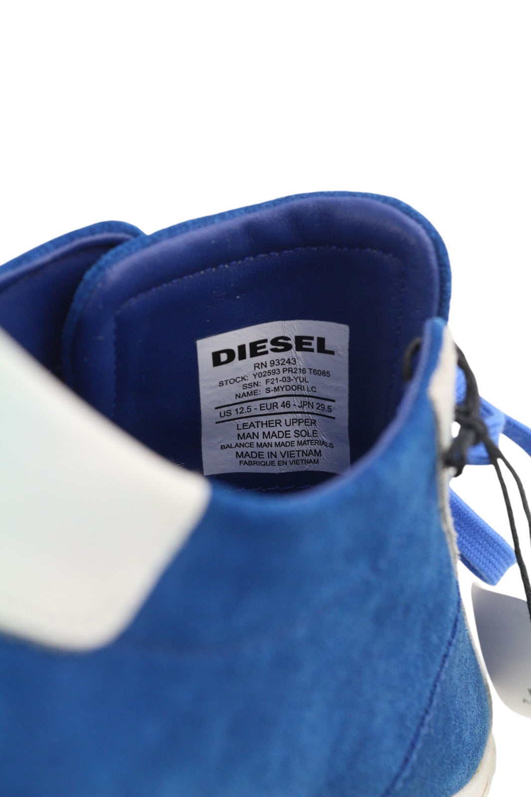 DIESEL S-Mydori LC Men Sneakers EU46 Blue Suede Leather Almond Toe Low RRP€200