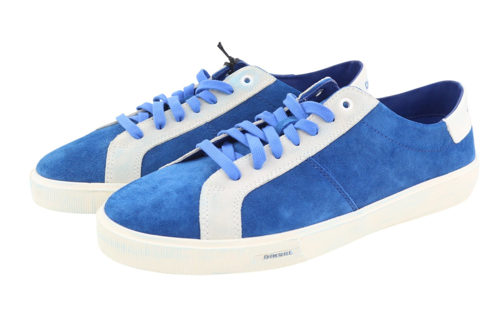 DIESEL S-Mydori LC Men Sneakers EU46 Blue Suede Leather Almond Toe Low RRP€200