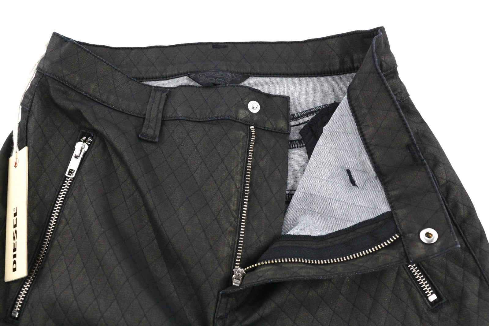 DIESEL De-Frank Womens Skirt W27 Black Zipper Pockets  Embroidered