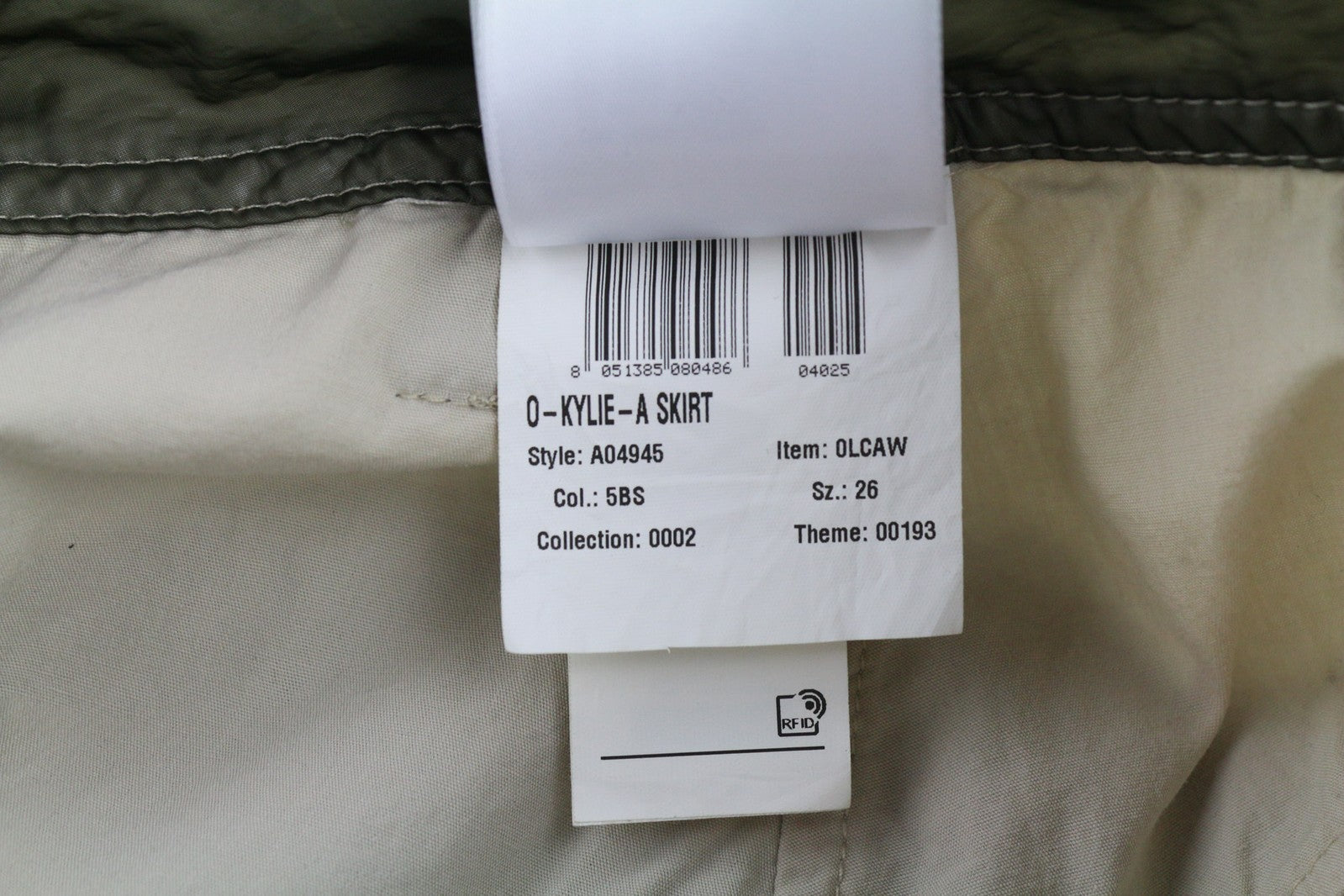 DIESEL O-Kylie-A Womens Skirt W26 Military Green Patch Pockets Zipp Mini RRP€195