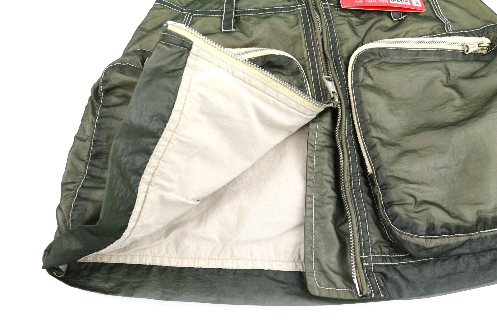 DIESEL O-Kylie-A Womens Skirt W26 Military Green Patch Pockets Zipp Mini RRP€195