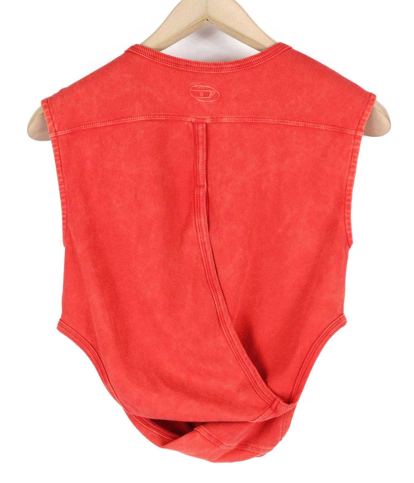 DIESEL T-Holdhook-SL Womens T-Shirt L Red Sleeveless Crew Hook & Eye Closure