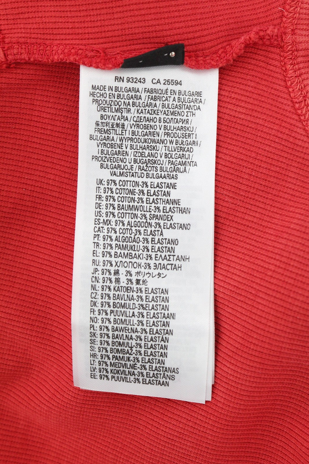 DIESEL T-Holdhook-SL Womens T-Shirt L Red Sleeveless Crew Hook & Eye Closure