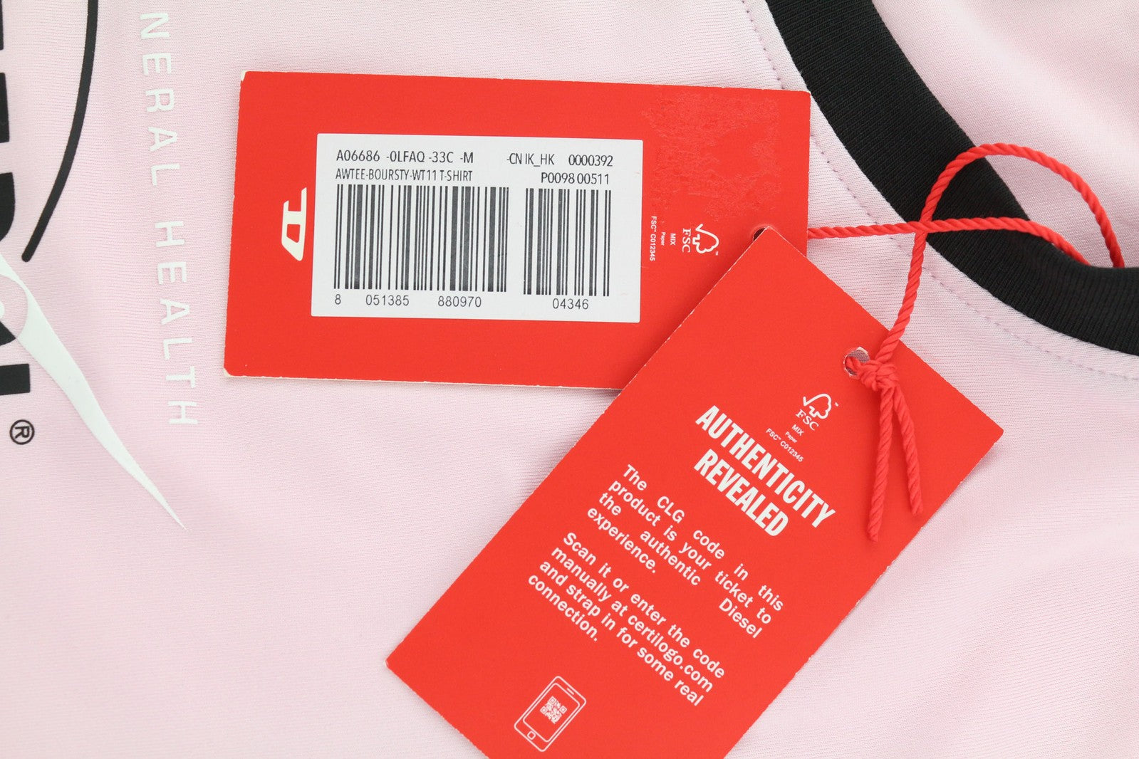 DIESEL Awtee-Boursty-WT1 Womens T-Shirt M Pink Short Sleeve Crew Cropped RRP€65