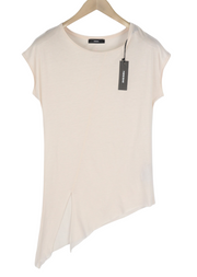 DIESEL T-Mishel Womens T-Shirt 2XS Light Short Sleeve Asymmetrical Split Crew