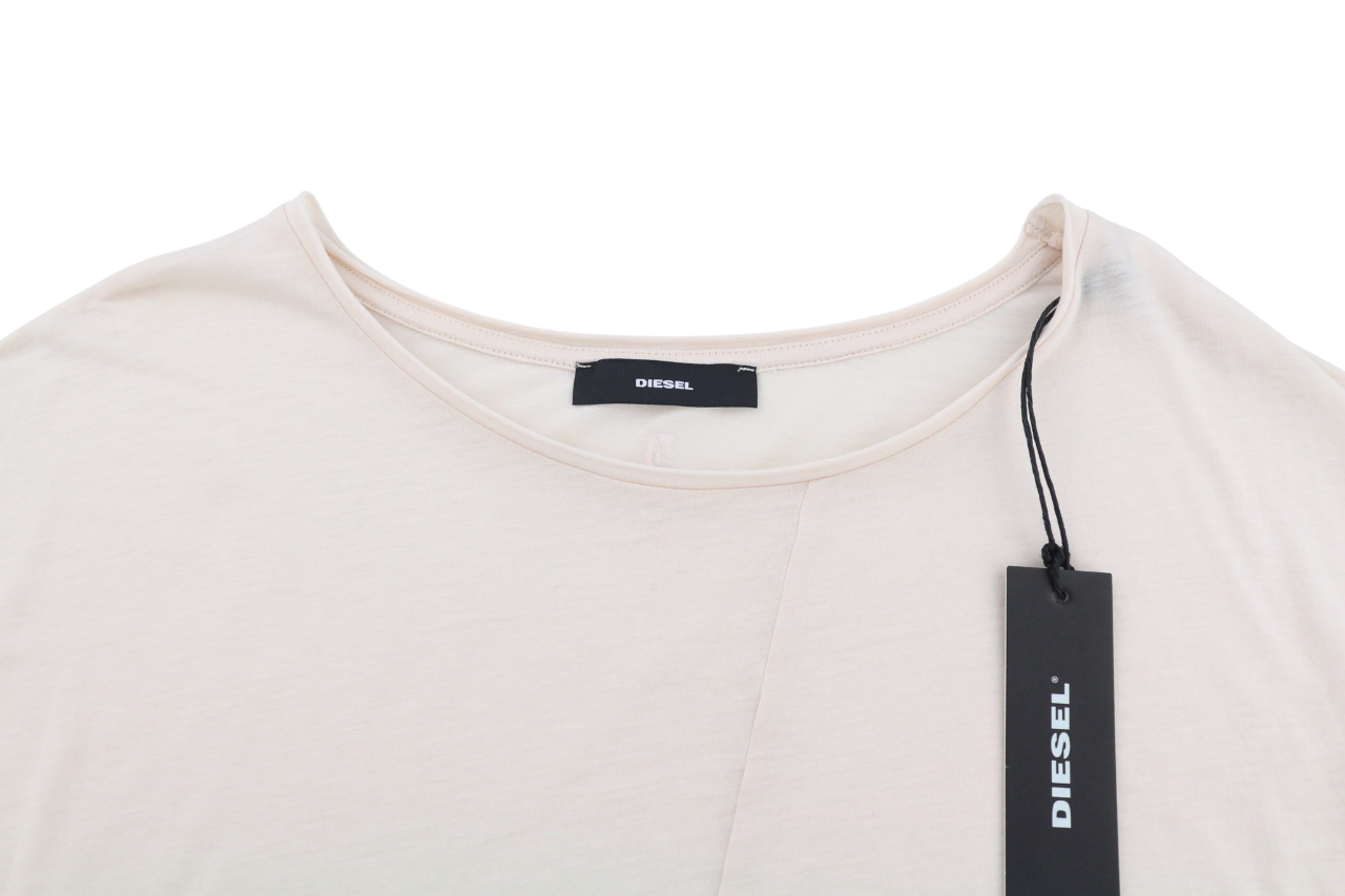 DIESEL T-Mishel Womens T-Shirt 2XS Light Short Sleeve Asymmetrical Split Crew