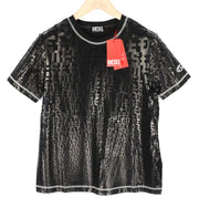 DIESEL T-Reg-Mon Womens T-Shirt M Black Short Sleeve Crew Neck Shiny RRP€125