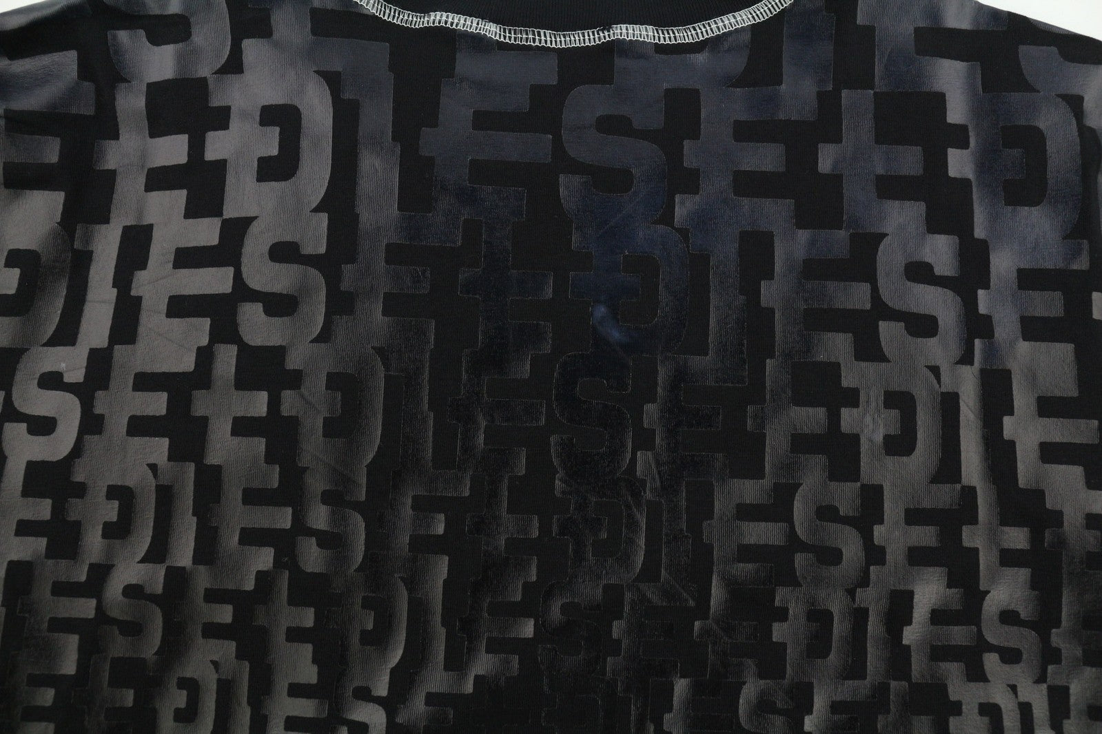 DIESEL T-Reg-Mon Womens T-Shirt M Black Short Sleeve Crew Neck Shiny RRP€125