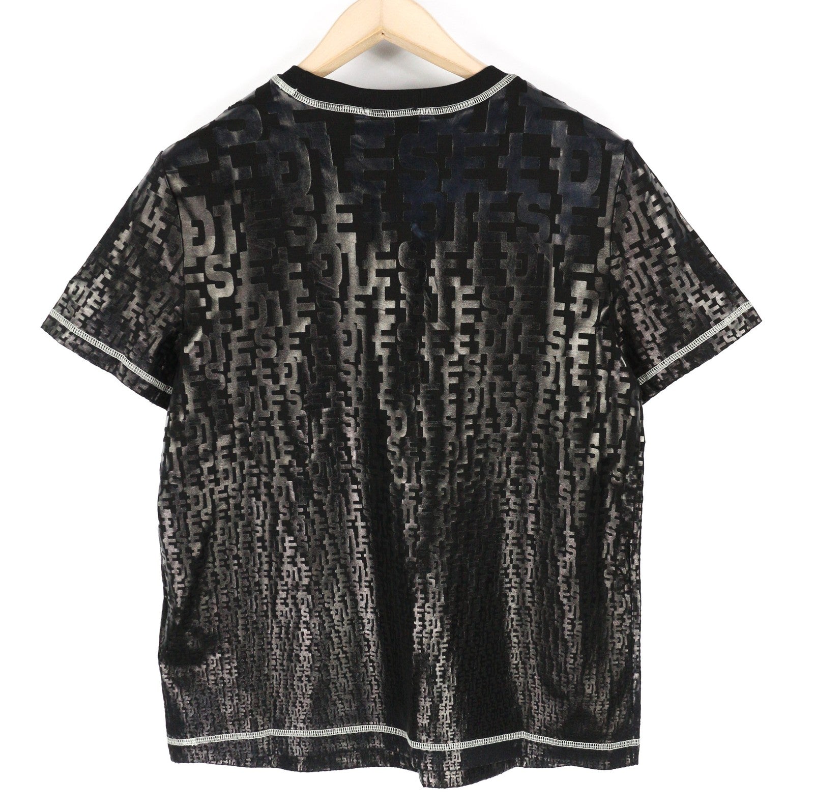 DIESEL T-Reg-Mon Womens T-Shirt M Black Short Sleeve Crew Neck Shiny RRP€125