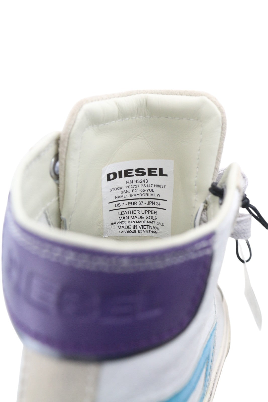DIESEL S-Mydori ML W Women Sneakers EU37 White Leather Mid Top Laced RRP€220
