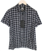 RICHMOND Men's T-Shirt L Black Pure Cotton Logo Patterns Short Sleeve Button-Up