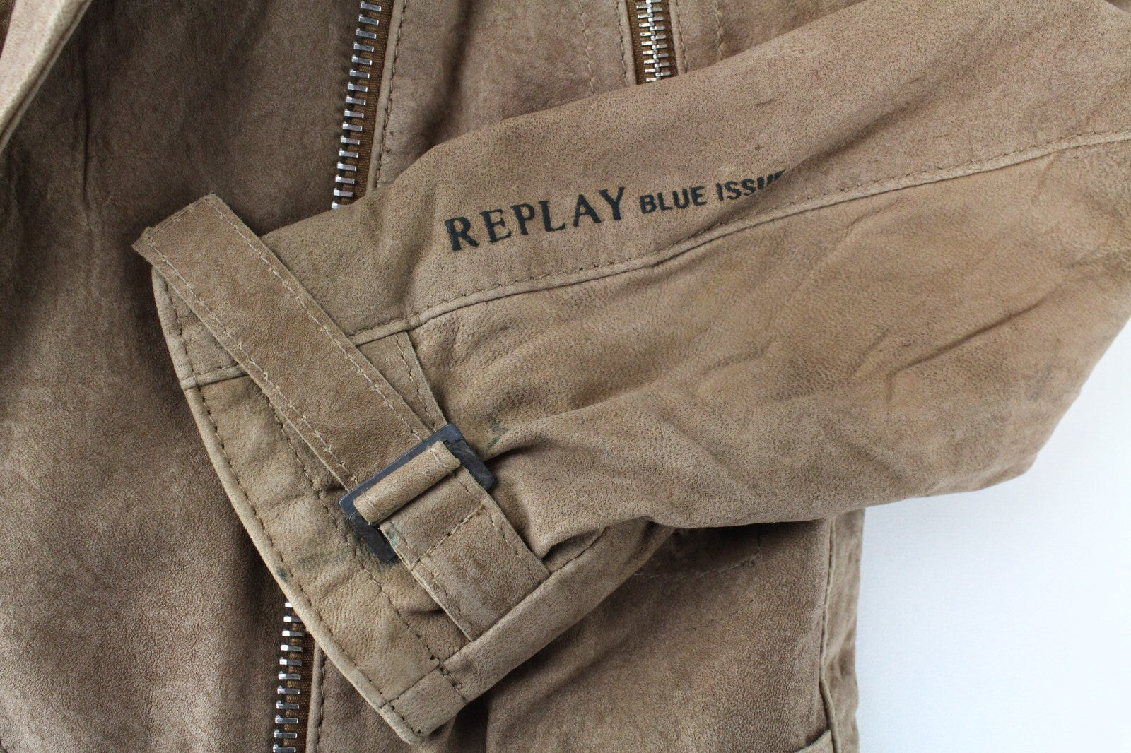 REPLAY Women's Brown Suede Lambskin Jacket XS Long Sleeve Zipped Lined