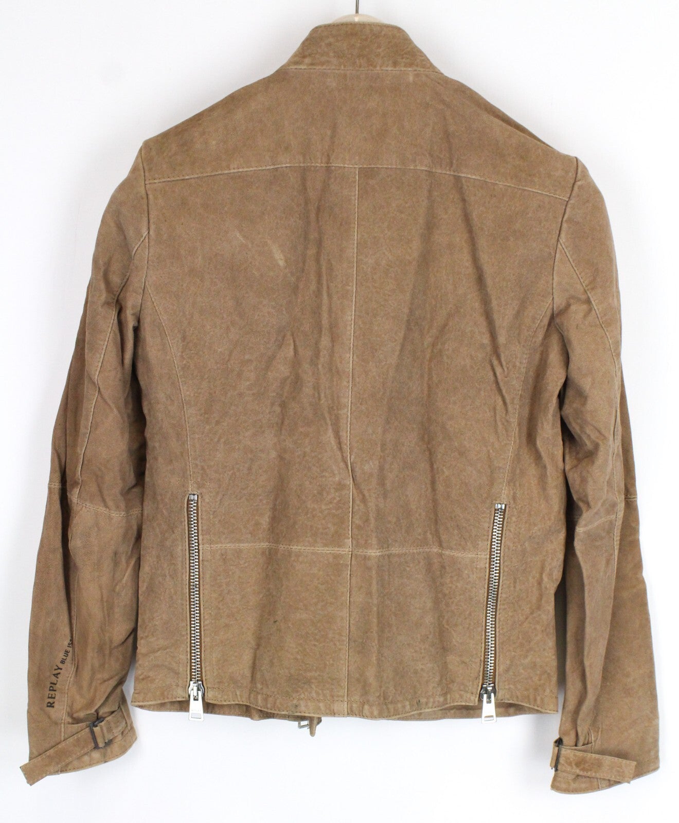 REPLAY Women's Brown Suede Lambskin Jacket XS Long Sleeve Zipped Lined