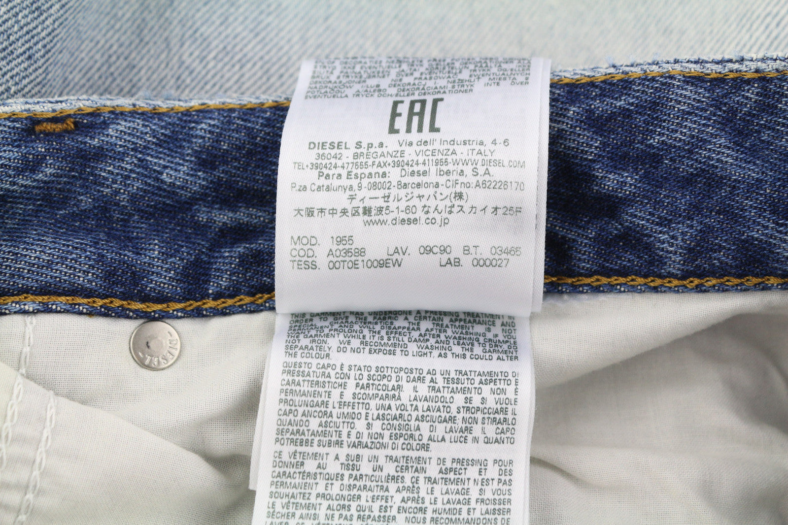 DIESEL 1955 09C90 Men Jeans W32/L32 Regular High Waist Straight Distress RRP€295