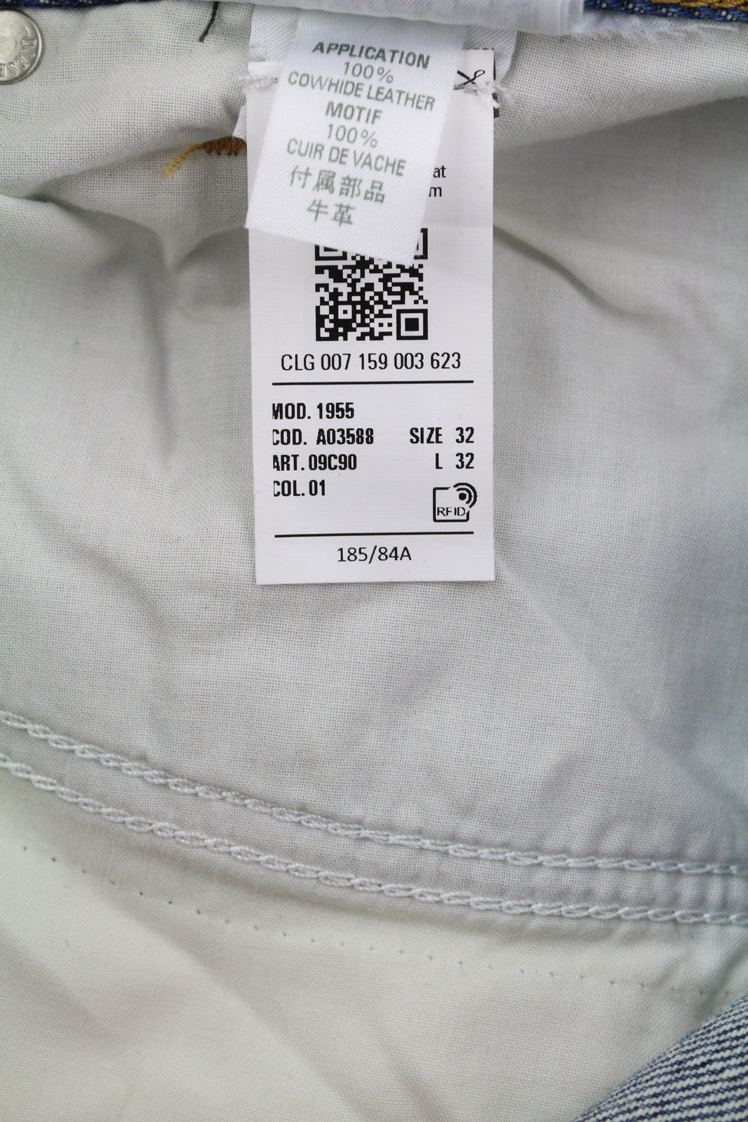 DIESEL 1955 09C90 Men Jeans W32/L32 Regular High Waist Straight Distress RRP€295