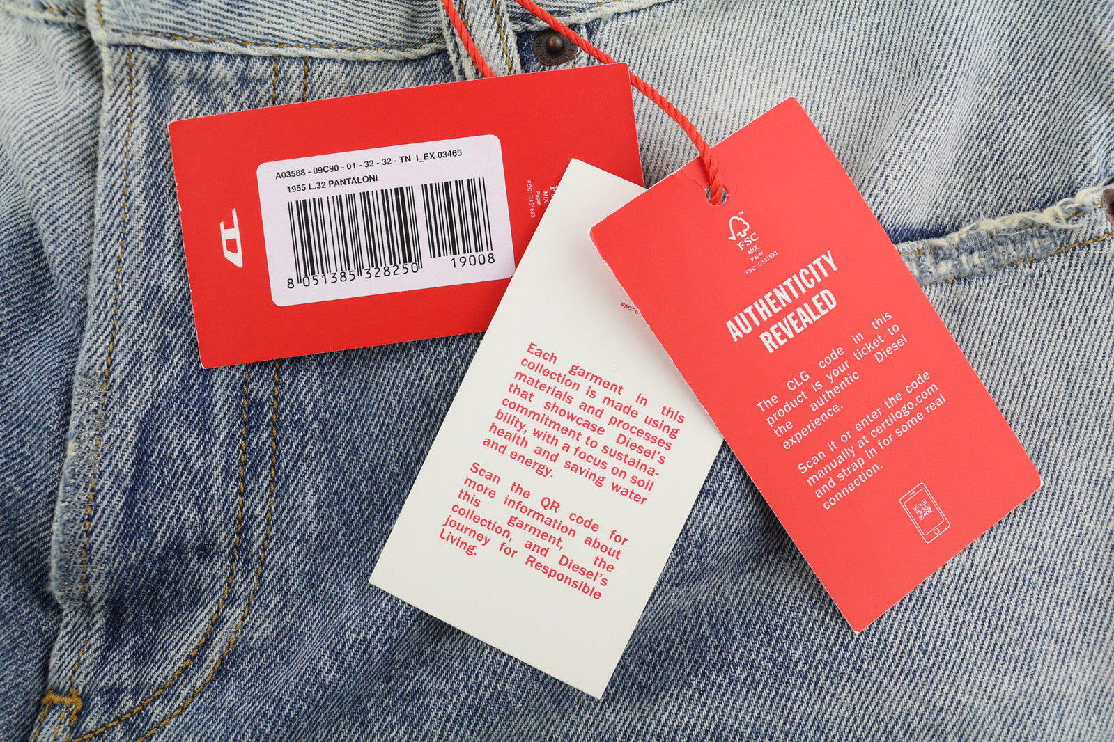 DIESEL 1955 09C90 Men Jeans W32/L32 Regular High Waist Straight Distress RRP€295