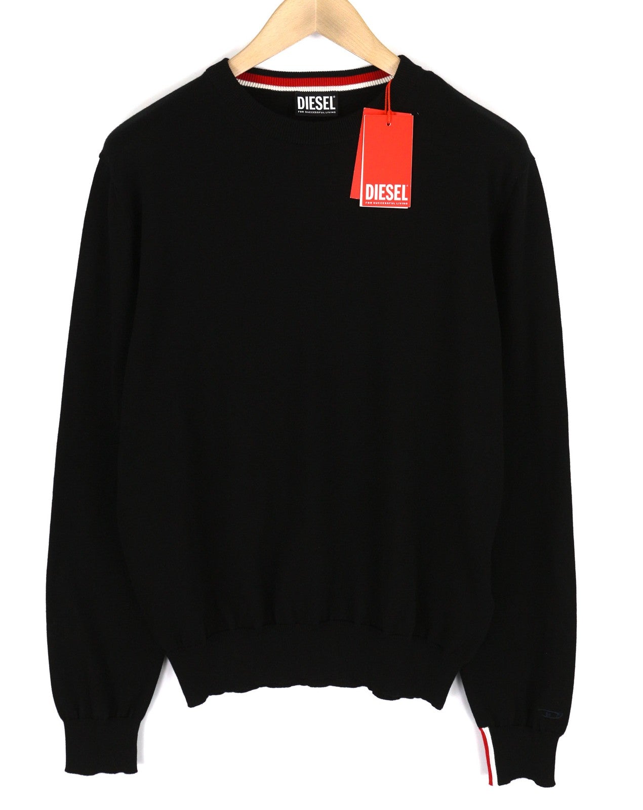 DIESEL K-Yonkers Mens Jumper M Black Pullover Crew Neck Tight-Knit RRP€175