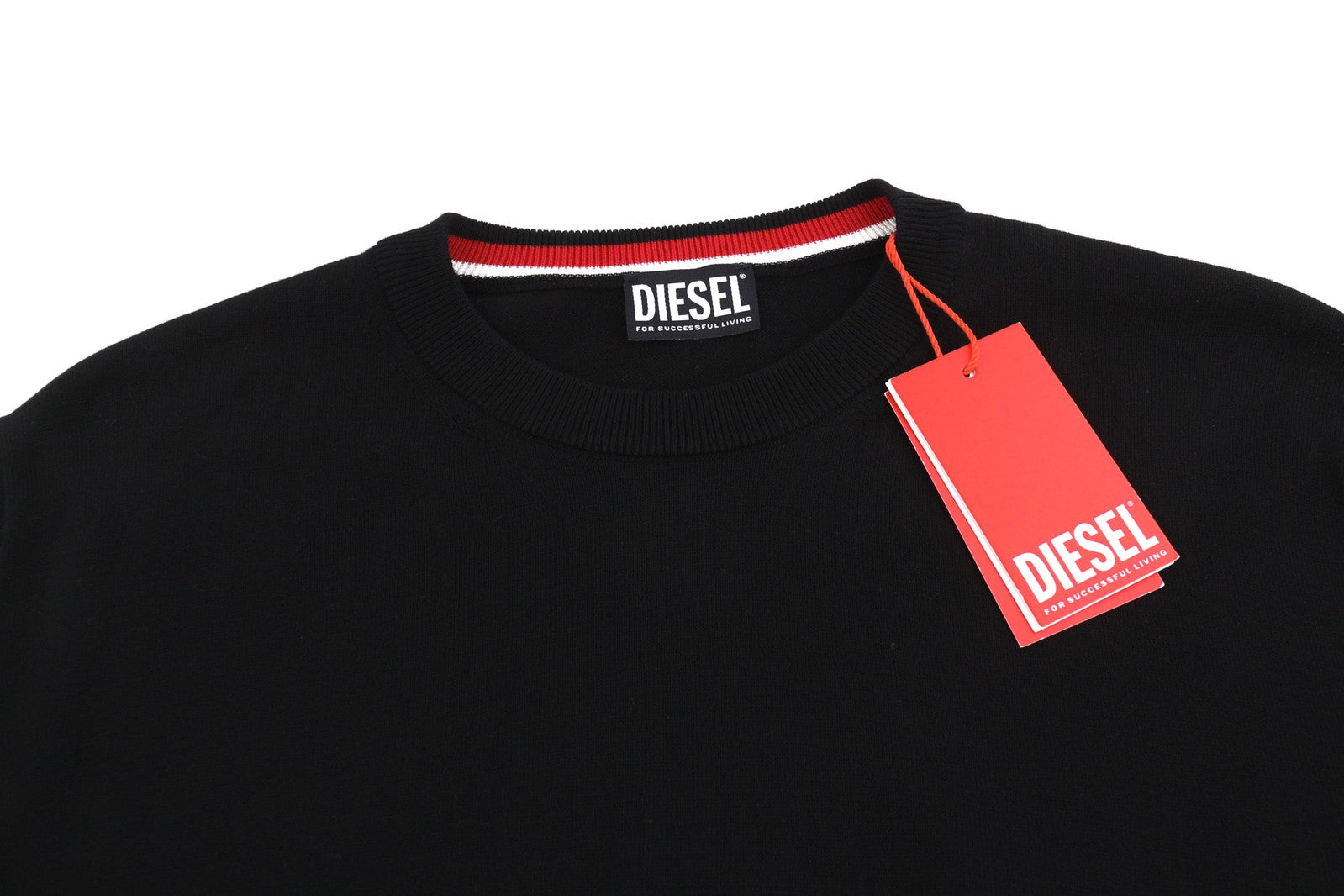 DIESEL K-Yonkers Mens Jumper M Black Pullover Crew Neck Tight-Knit RRP€175