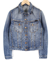 NUDIE JEANS Terry Men Jacket M Washed Organic Light Vintage Buttoned Spread Logo