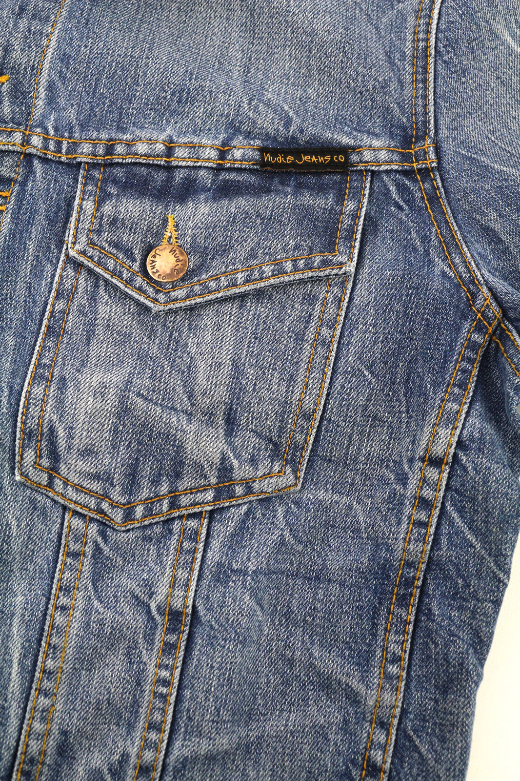 NUDIE JEANS Terry Men Jacket M Washed Organic Light Vintage Buttoned Spread Logo