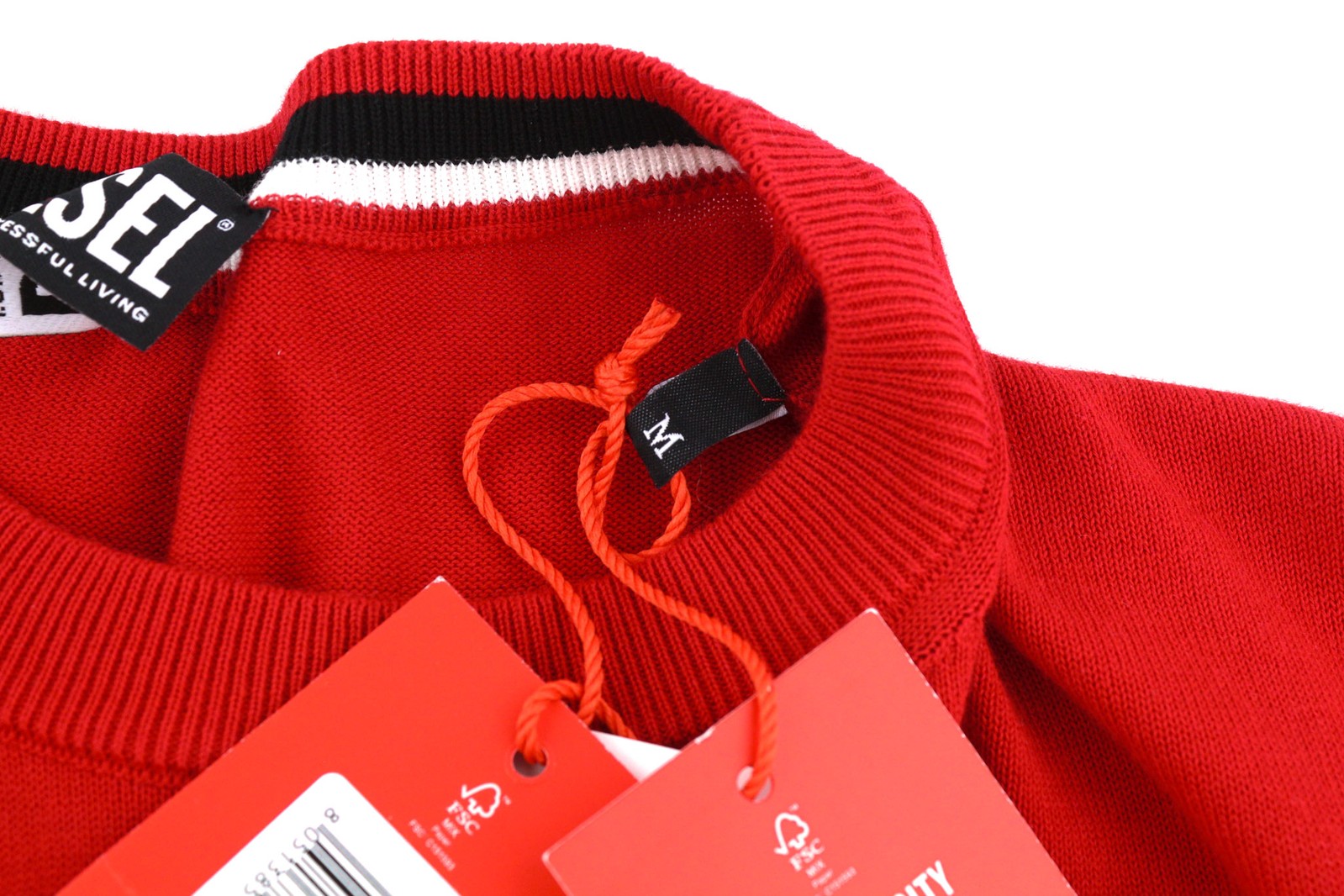 DIESEL K-Yonkers Mens Jumper M Red Pullover Crew Neck Tight-Knit  RRP€175