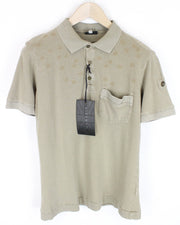 RICHMOND Men's T-Shirt L Light Brown Pure Cotton Short Sleeved Pocketed Polo