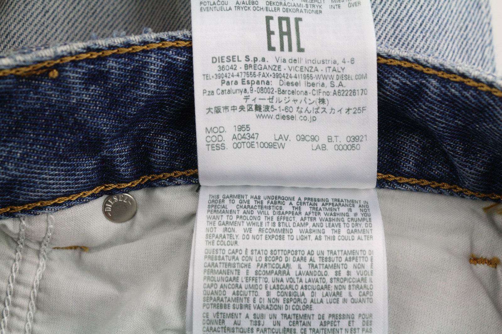 DIESEL 1955 09C90 Men Jeans W31/L30 Regular High Waist Straight Distress RRP€295