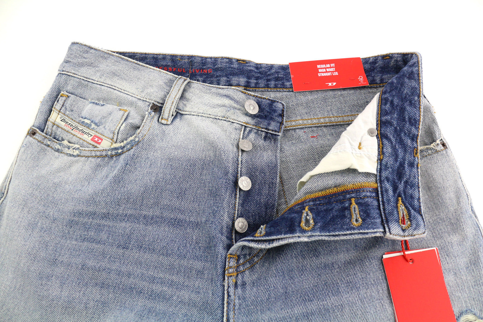 DIESEL 1955 09C90 Men Jeans W31/L30 Regular High Waist Straight Distress RRP€295