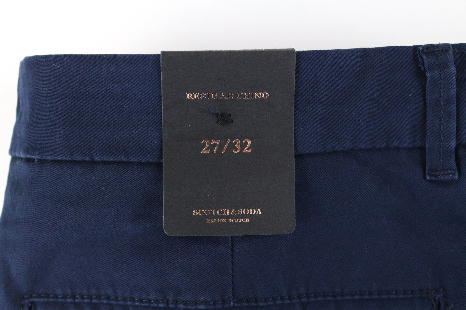 MAISON SCOTCH Women's Navy Trousers W27/L32 Chino Zipped Side Line Regular Fit